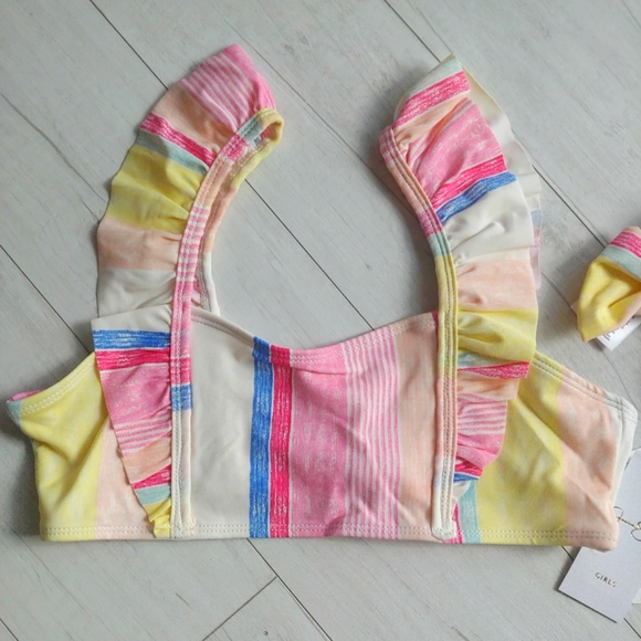 Jessica Simpson Ruffle Striped Bikini Swimsuit NEW - Picture 2 of 8